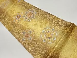 華紋に秋草模様織出し袋帯